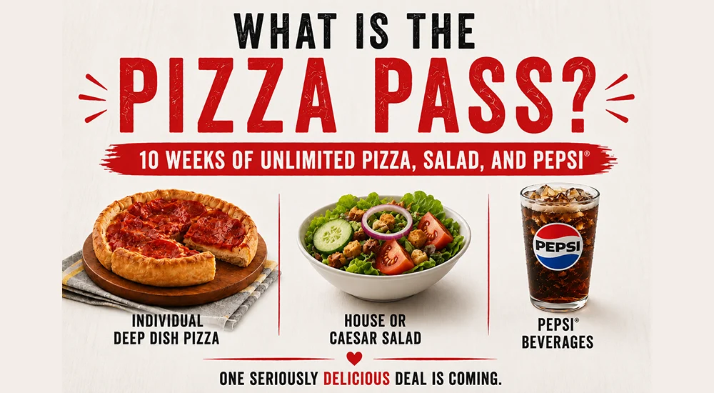 Limited-edition “Pizza Pass” gives guests unlimited deep dish pizza and salad for 10 weeks; only 1,000 passes available nationwide.