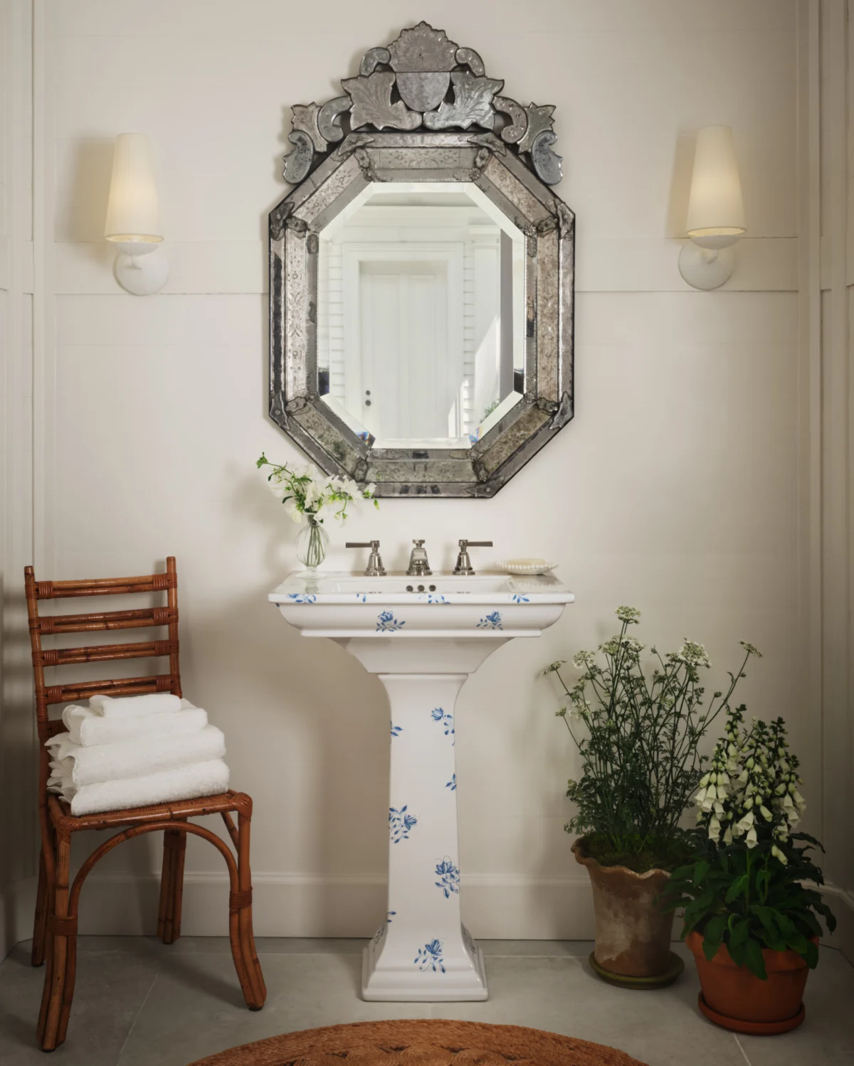 Kohler and AERIN Debut the Fleurette Collection Merging Heritage Delftware with Modern Bathroom Design